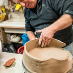 John Higgins at work in his studio 2018